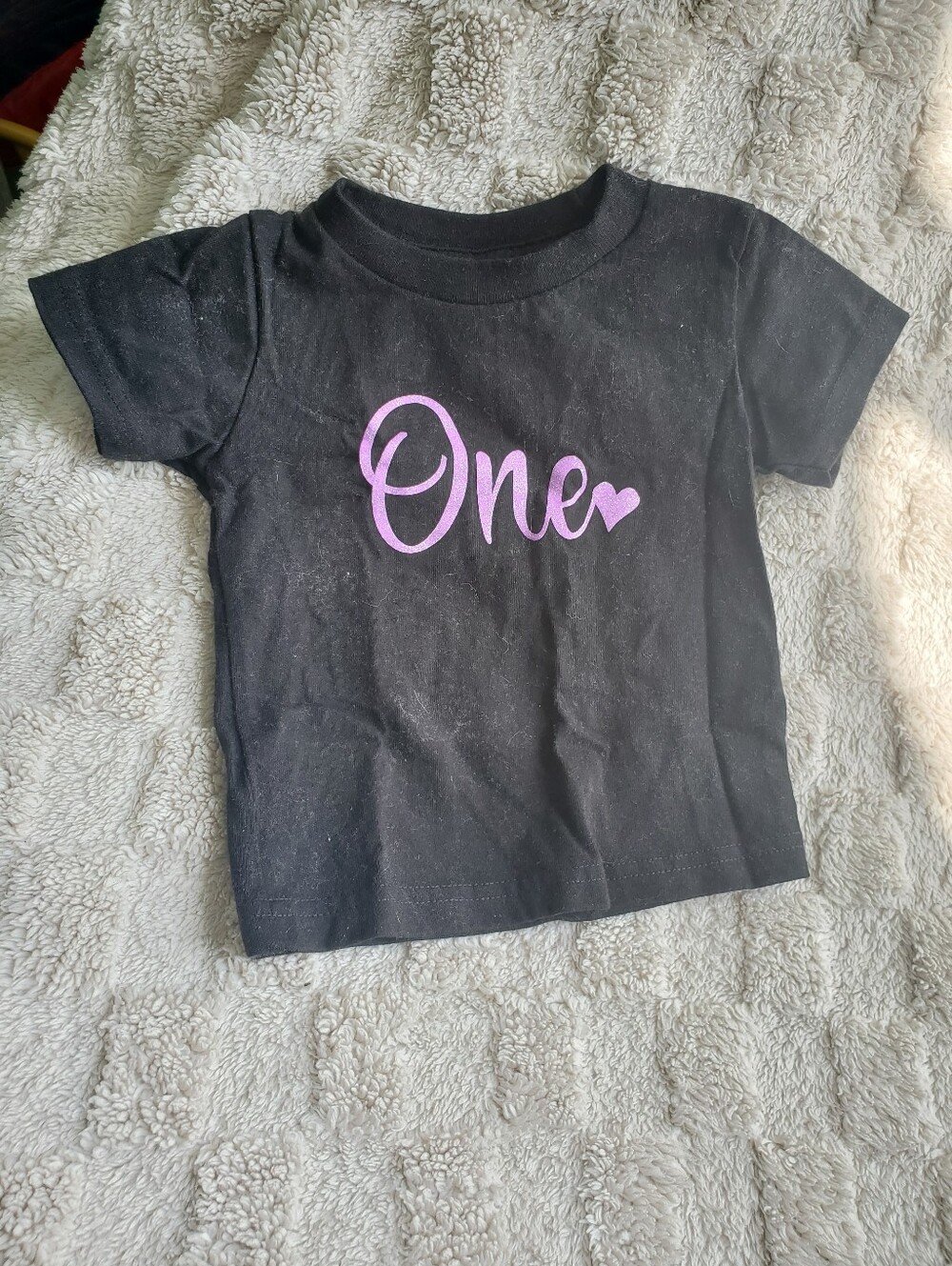 Black Kids 'One' Tee with Pink Script